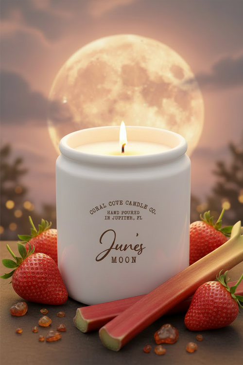 *PRE-ORDER* June's Moon Strawberry Rhubarb (Limited Edition: $20.00, 7oz White Ceramic Mason Jar)